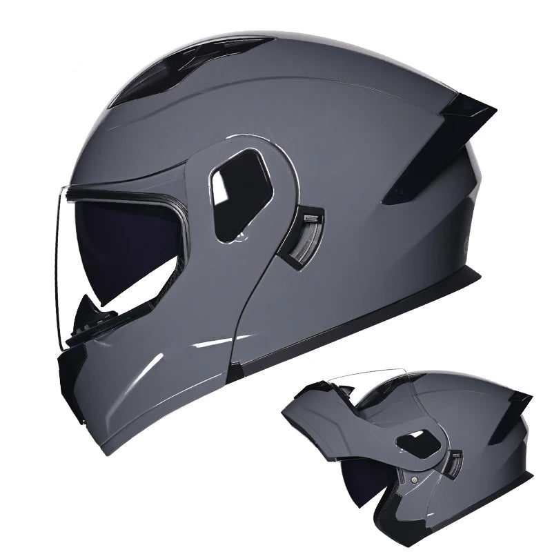 Dual Lens Flip-Up Full Face Motorcycle Helmet by Snagg A Motorcycle Helmet