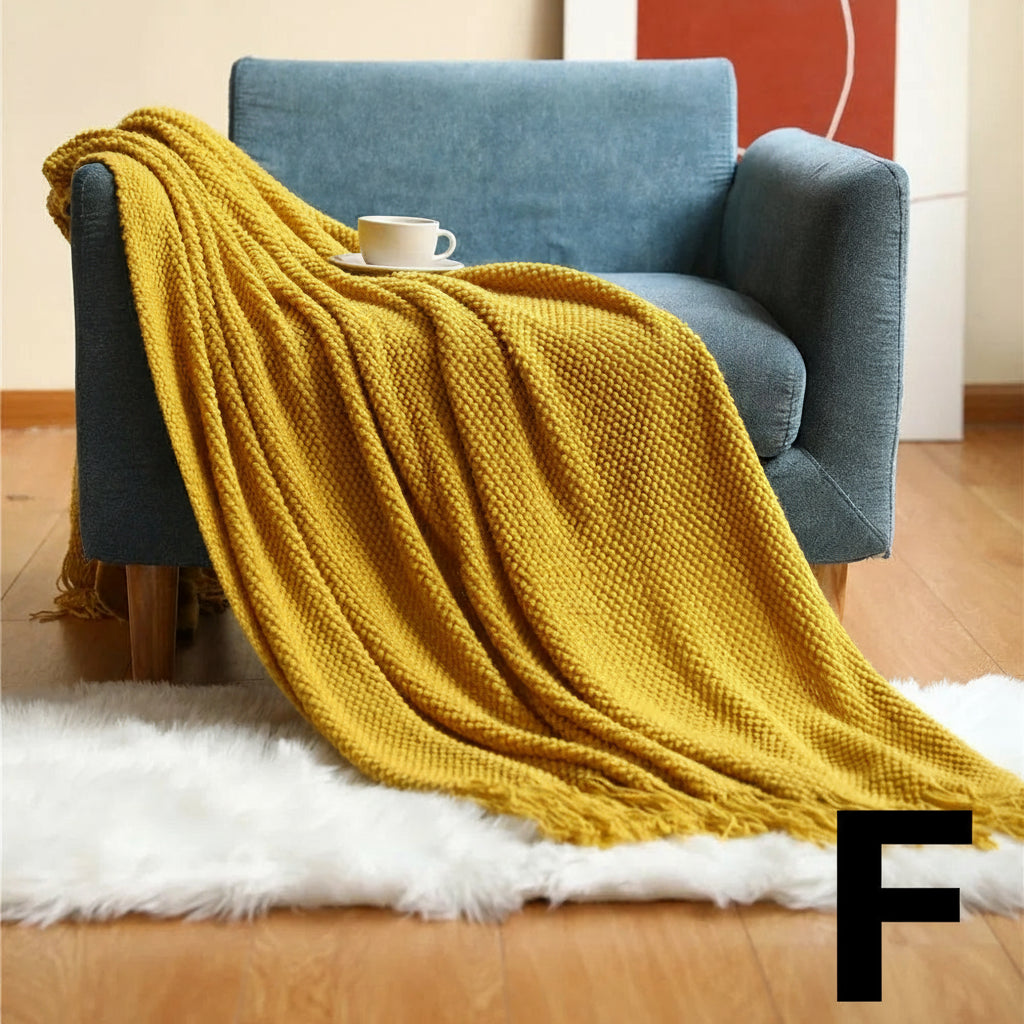 Knitted Throw Blanket – Cozy Comfort with Fringe by Snagg A Throw