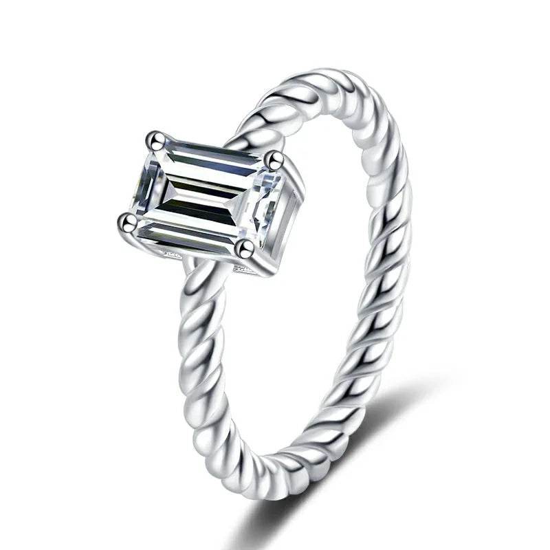 1ct Emerald Cut Moissanite Ring - SnaggIt