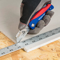 WORKPRO Folding Utility Knife + 50 SK5 Steel Blades – Heavy Duty Cutting Kit