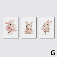 3pcs Ballerina Bunny Canvas Prints by Snagg A Print