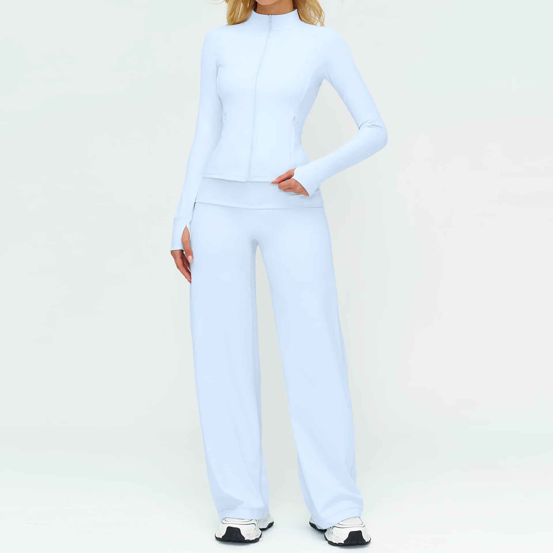 Women's 2/3-Piece Long Sleeve Yoga Set | High Waist Leggings Sports Bra Tracksuit Gym Activewear