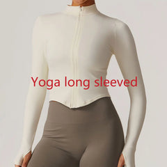 Women's Zipper Long Sleeve Yoga Jacket | Quick-Dry Seamless Crop Sports Top Gym Running Wear