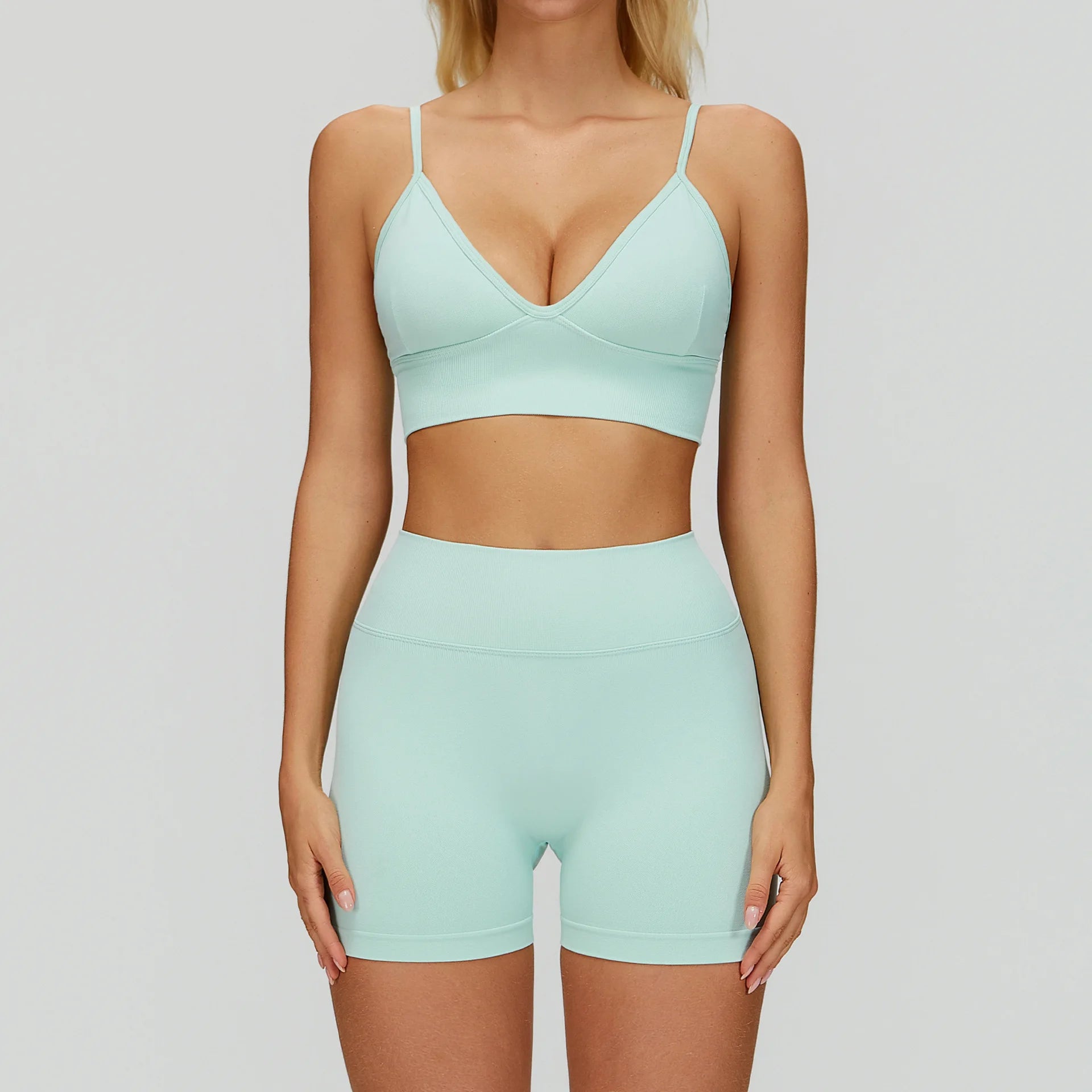 Women's 2/3-Piece Seamless Yoga Set | Gym Workout Suit Fitness Bra Crop Top Long Sleeve Leggings