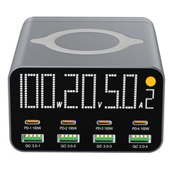 80W/120W 8-Port Charging Station | Digital Display USB-C Wireless Charger PD QC3.0 for Laptop Tablet Phone
