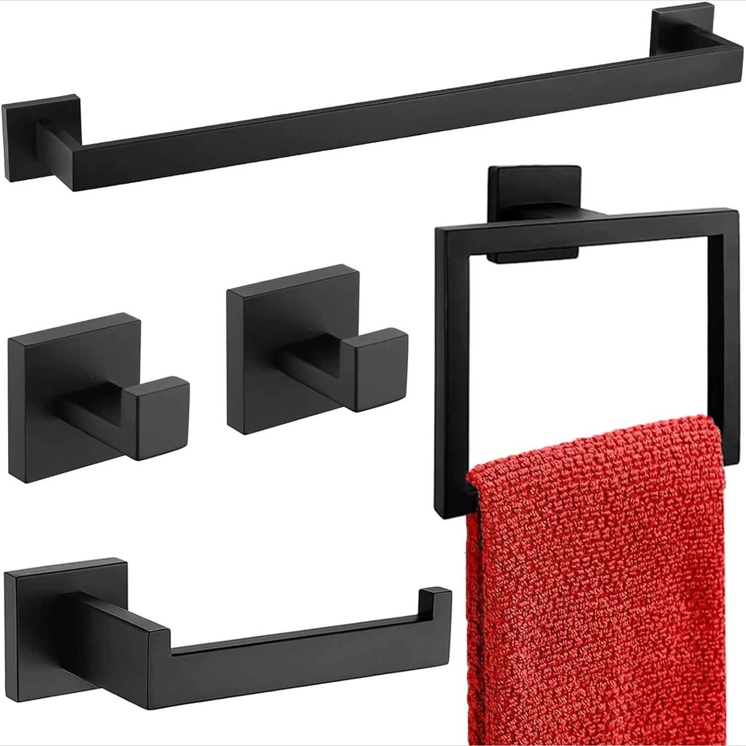 Matte Black/White Bathroom Hardware Set by Snagg A Rack