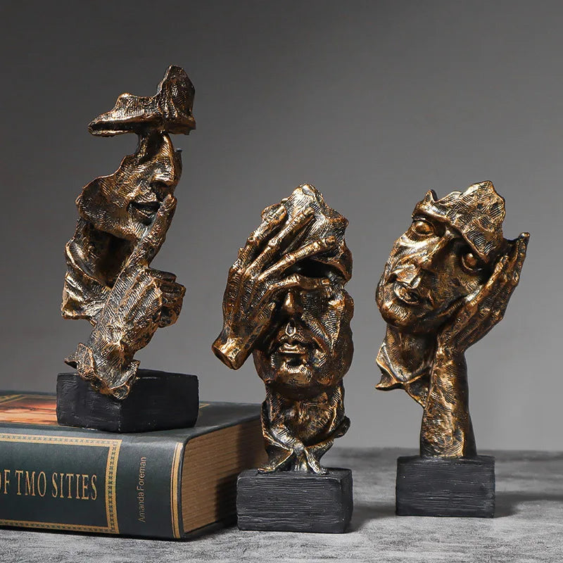 Abstract Resin Sculpture Set – “Silence Is Gold” by Snagg A Sculpture