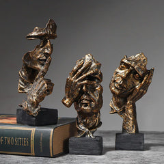 Abstract Resin Sculpture Set – “Silence Is Gold” by Snagg A Sculpture