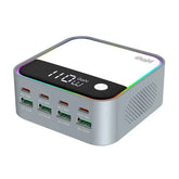 GaN USB-C 8-Port Desktop Charger | Ambient LED Lighting 100W PD PPS Fast Charger Laptop iPhone Samsung