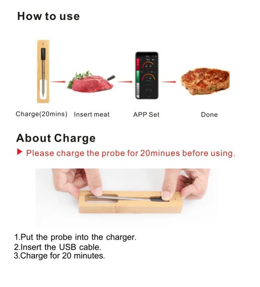 Wireless Bluetooth Meat Thermometer by Snagg A Thermometer