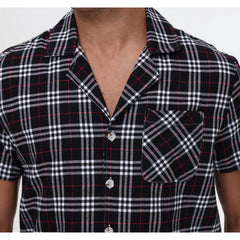 Men's Cotton Short Pajama Set | 2-Piece Breathable Button Top & Elastic Shorts Summer Loungewear