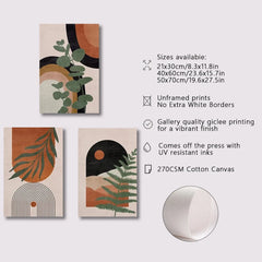 3-Piece Desert & Palm Leaf Abstract Wall Art by Snagg A Print