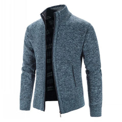 Men’s Single Breasted Knit Cardigan | Slim Fit Mandarin Collar Sweater Coat