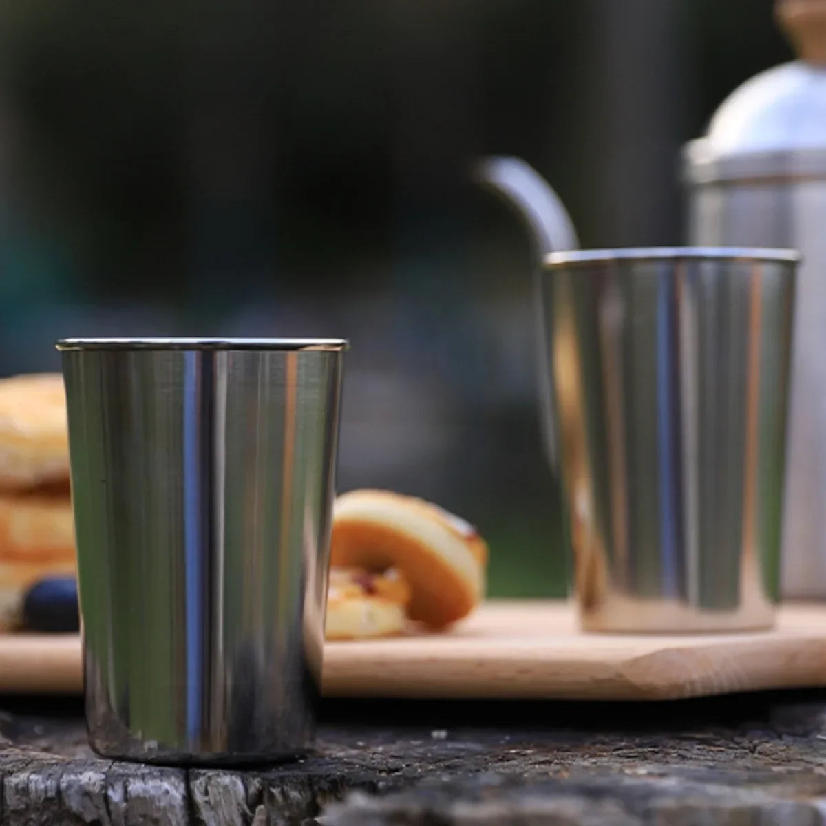 Ouhoe Stainless Camping Cups Four Pcs Nestable Mugs Outdoors by Snagg A Mug