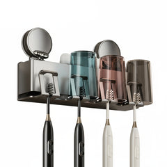 Suction Cup Toothbrush Holder with Mouthwash Cups & Shelf by Snagg A Toothbrush Holder