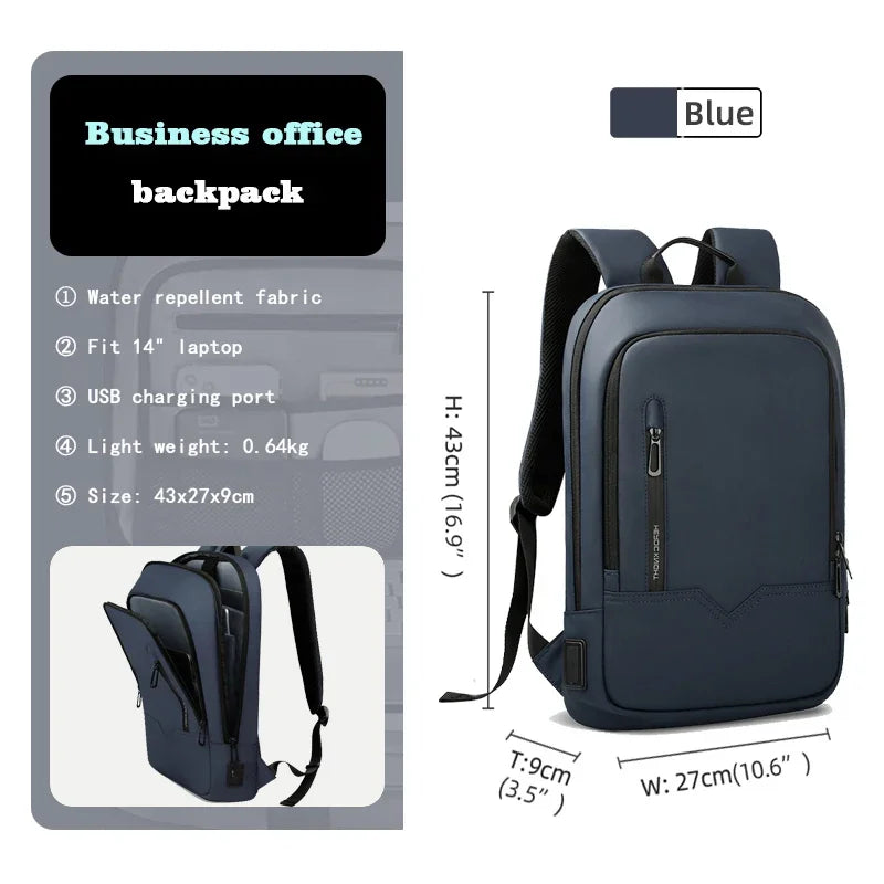 Slim Waterproof Business Backpack 15.6" with USB Charging Port