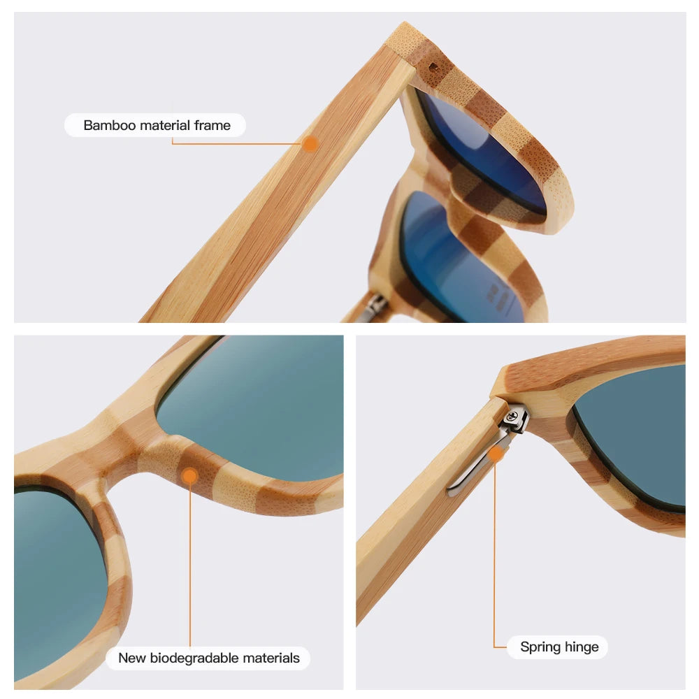 Natural Zebra Bamboo Wooden Sunglasses by Snagg It Sunglasses