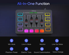 4 Channel RGB Audio Mixer – USB Streaming Mixer with XLR Mic Interface for Podcasts by Snagg An Audio Mixer