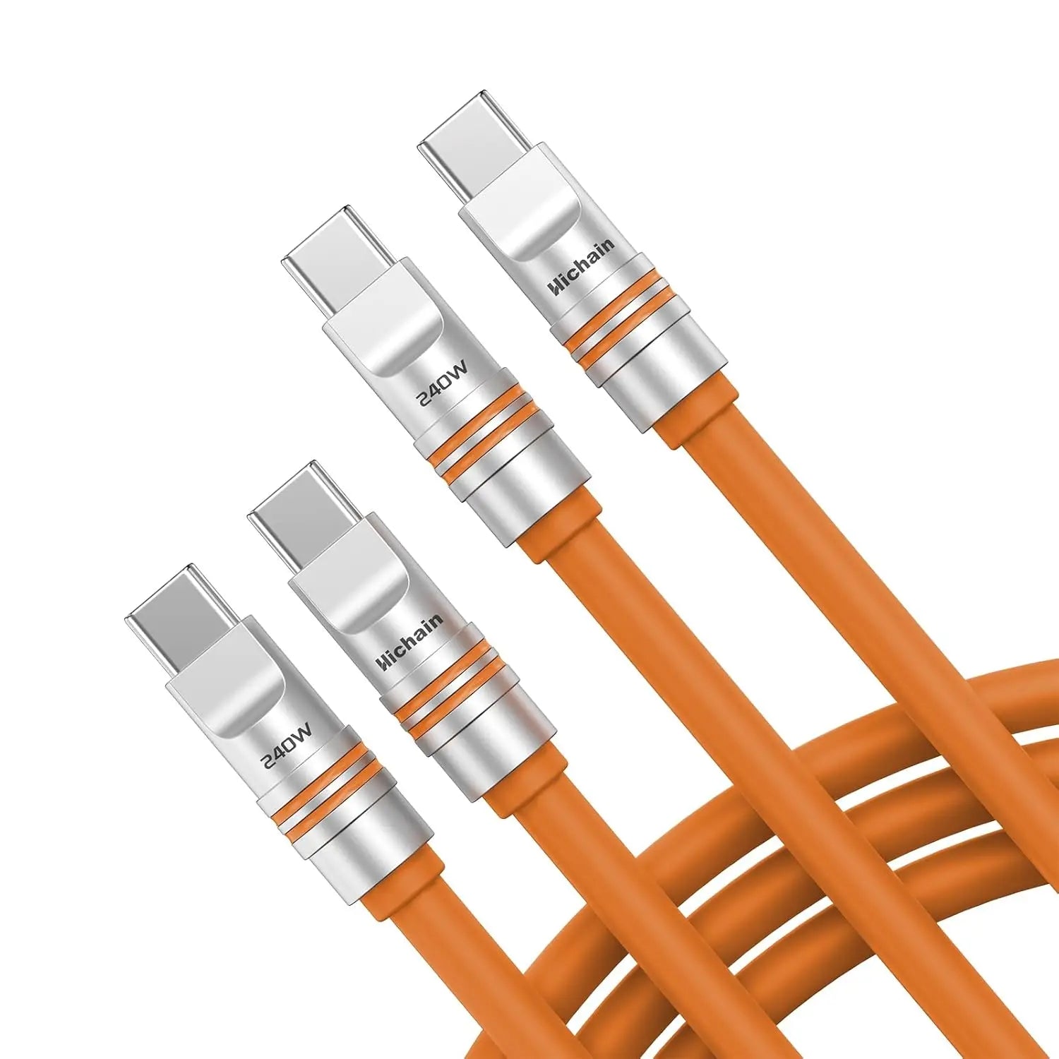 2-Pack USB-C to USB-C 240W PD Cable | Liquid Silicone Zinc Alloy Fast Charging for iPhone Laptop Tablets