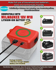 Multi Function Wireless Charger & Power Adapter | 15W Fast-Charging Hub for 18V Battery Platforms