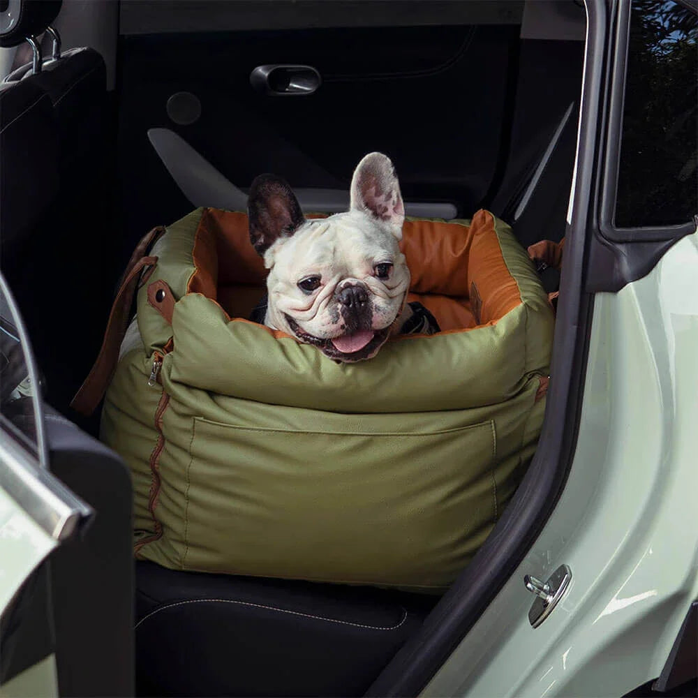 Luxury Faux Leather Pet Car Seat & Travel Bed by Snagg A Pet Seat