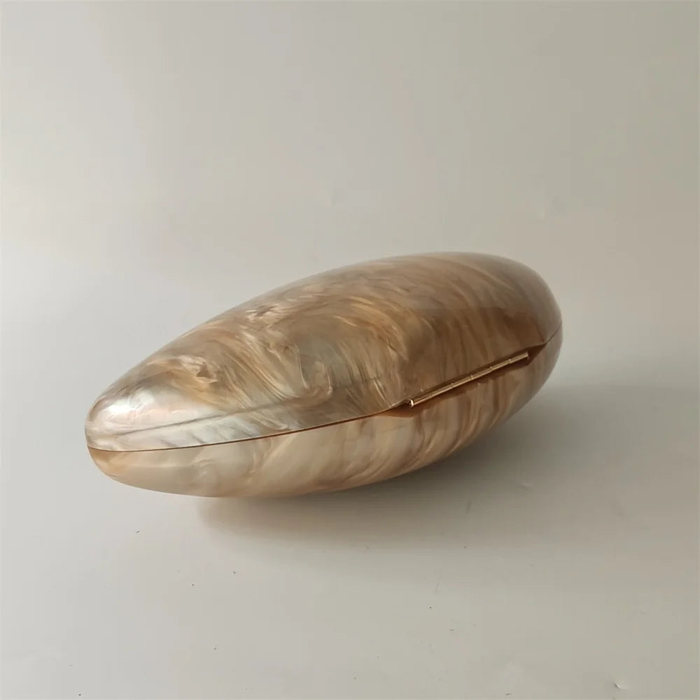Pearl Brown Marble Acrylic Box Clutch by Snagg It Purses