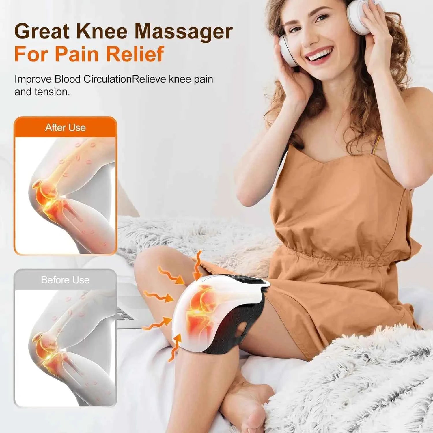 Cordless Knee Massager with Heat & Vibration – Joint Relief Therapy Device