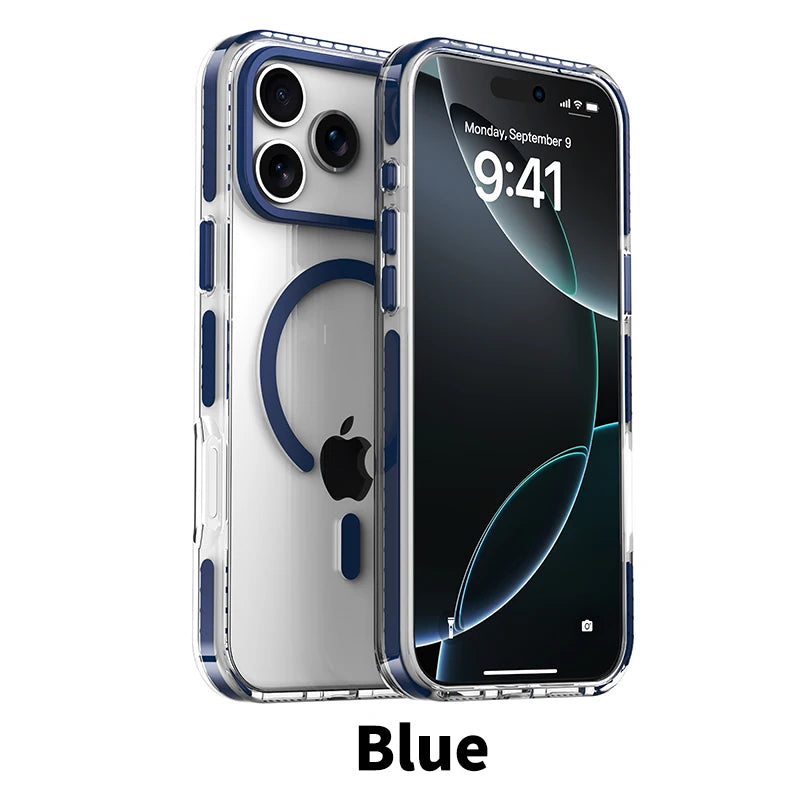 Luxury PE Striped Border MagSafe Phone Case – iPhone 15 Series - Blue / Pro Max - Cases & Covers