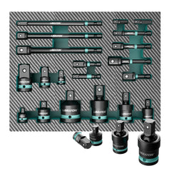 20PCS 1/4" 3/8" 1/2" Impact Socket Adapters, Reducers & Universal Joints Set