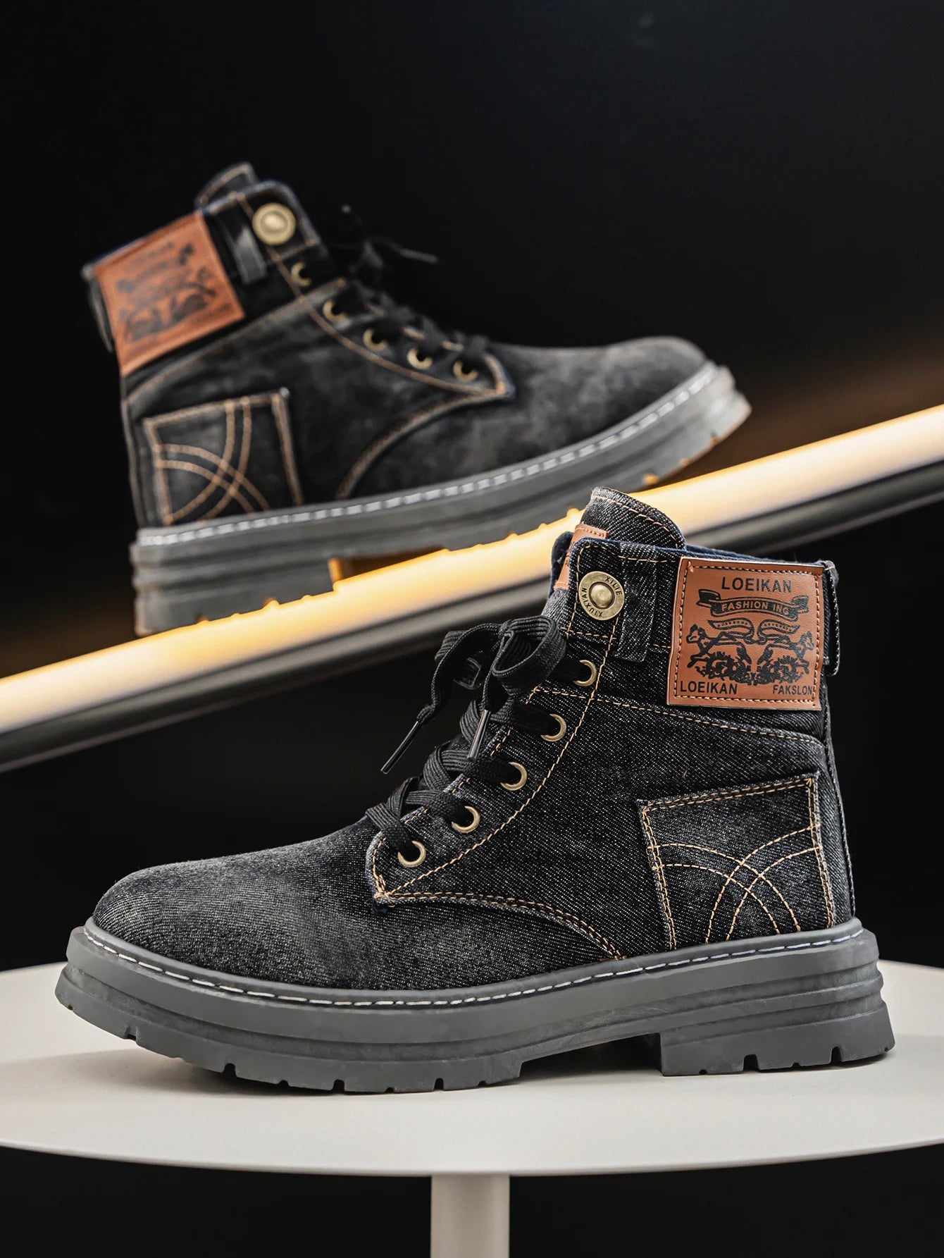 Men’s High-Top Denim Boots by Snagg A Shoes