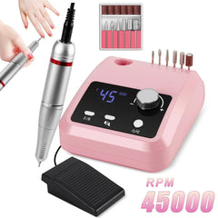 Elite 45,000 RPM Professional Electric Nail Station – High Torque Precision Drill with Dual-Mode Foot Pedal