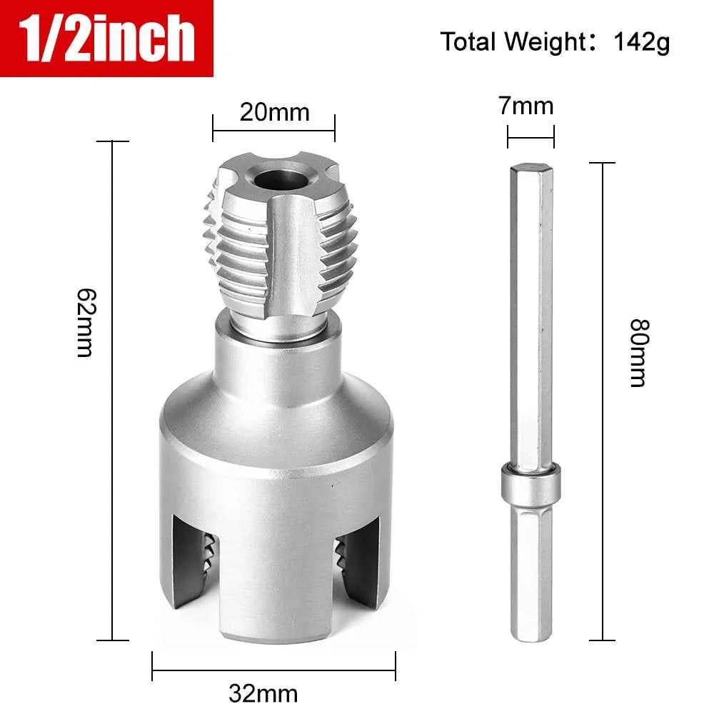 Professional Hex Shank Pipe Threading Tool | Internal & External Die Set for 1/2", 3/4" & 1" Pipes
