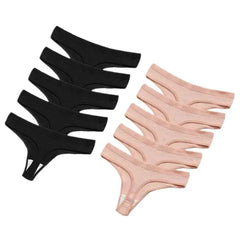 Seamless Cotton G-String 10-Pack | Breathable Thong Solid Colour Plus Size Women's Underwear
