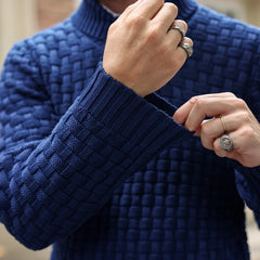 Men’s Waffle-Knit Turtleneck Pullover | Smart-Casual Thermal Winter Top