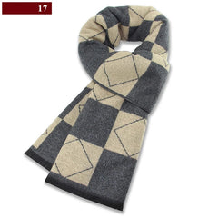 Men’s Luxury Wool Scarf — Cashmere Silk Blend Winter Plaid Shawl