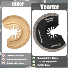 Diamond Semi-Circle Oscillating Saw Blades 4pcs | Swing Blade Precise Mortar Grout Removal Multitool