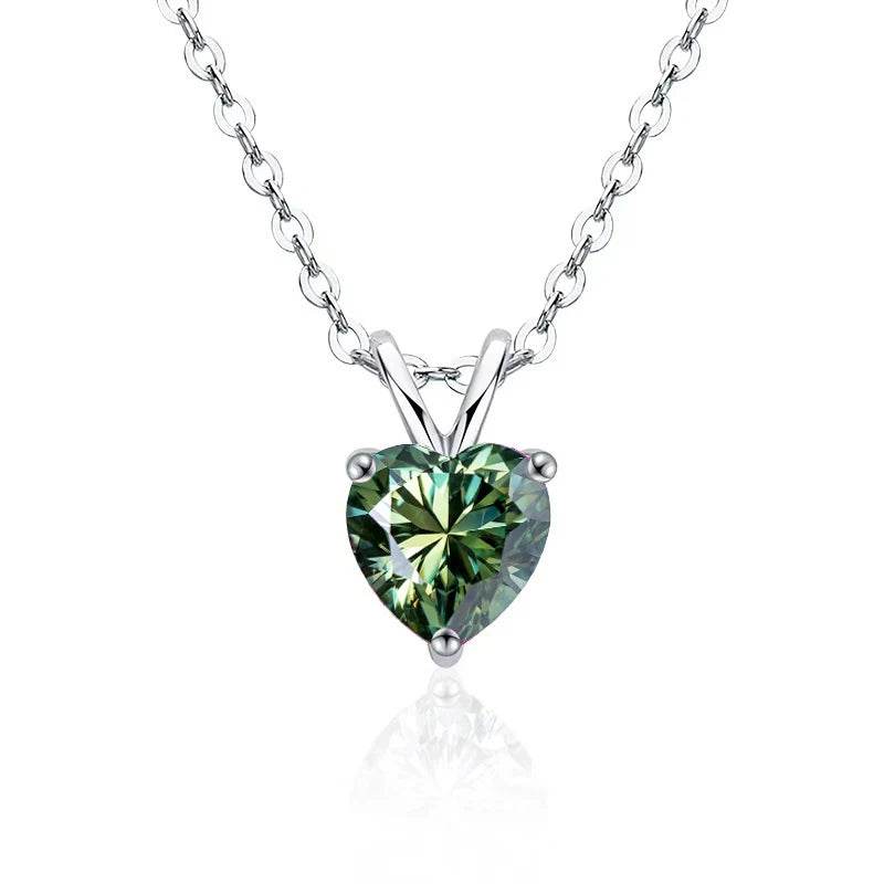 2ct Green Moissanite Heart Necklace - SnaggIt