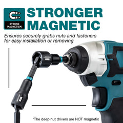 16/18 Pcs Magnetic & Deep Nut Driver Set – SAE & Metric Impact Nut Driver Kit with 1/4" Hex Shank for Drill & Impact Driver