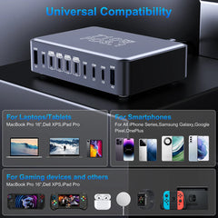 710W GaN 10-Port USB-C Charging Station | PD3.1 140W Fast Charger for MacBook iPhone Samsung