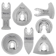 Diamond Oscillating Saw Blades 7pcs | Quick-Release Universal Multitool Triangle Blade for Tile Grout Ceramic
