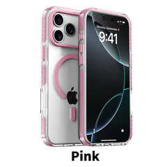 Luxury PE Striped Border MagSafe Phone Case – iPhone 16 Series - Pink / Pro - Cases & Covers