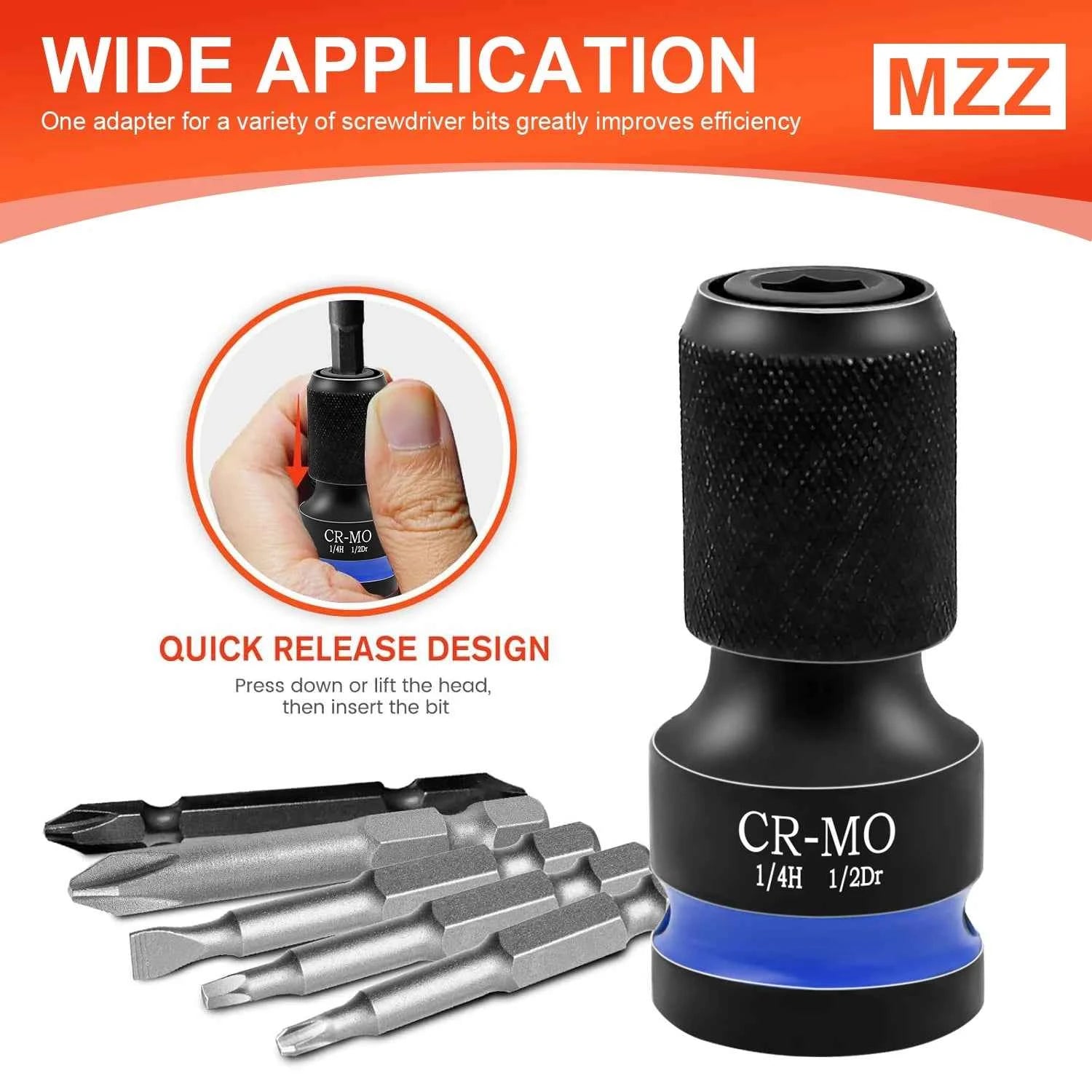 3pcs Impact Hex Converter for Screwdriver Bit 1/2 3/8 1/4-Inch Square Drive to 1/4-Inch Quick Release