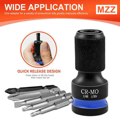 3pcs Impact Hex Converter for Screwdriver Bit 1/2 3/8 1/4-Inch Square Drive to 1/4-Inch Quick Release