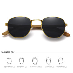 Metal & Bamboo Pilot Sunglasses by Snagg It Sunglasses