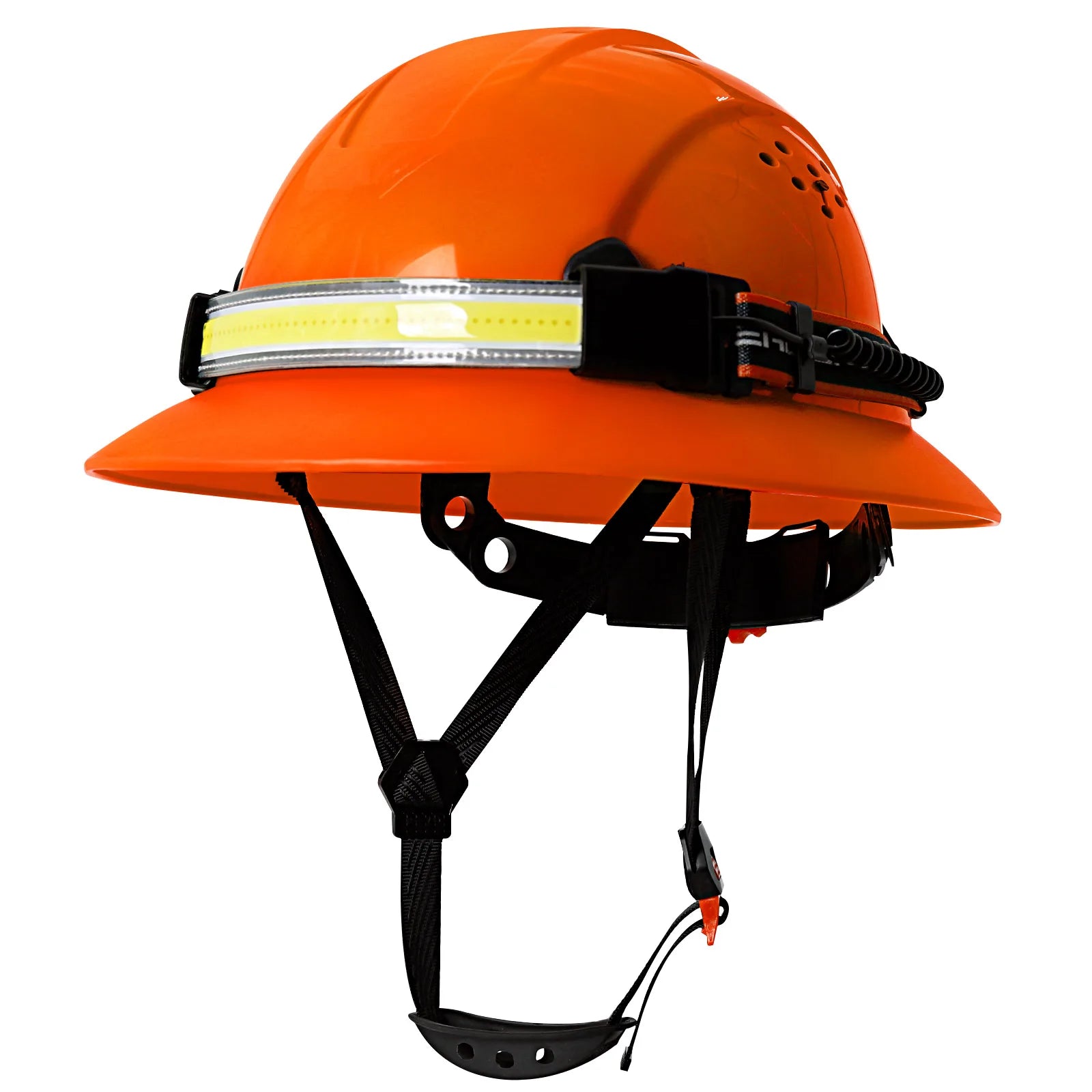 Full Brim Safety Helmet with LED Headlamp & Taillight by Snagg A Safety Helmet
