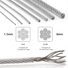 304 Stainless Steel Wire Rope | PVC Transparent Coated Cable 1–6mm for Clotheslines Guardrails 5–100M