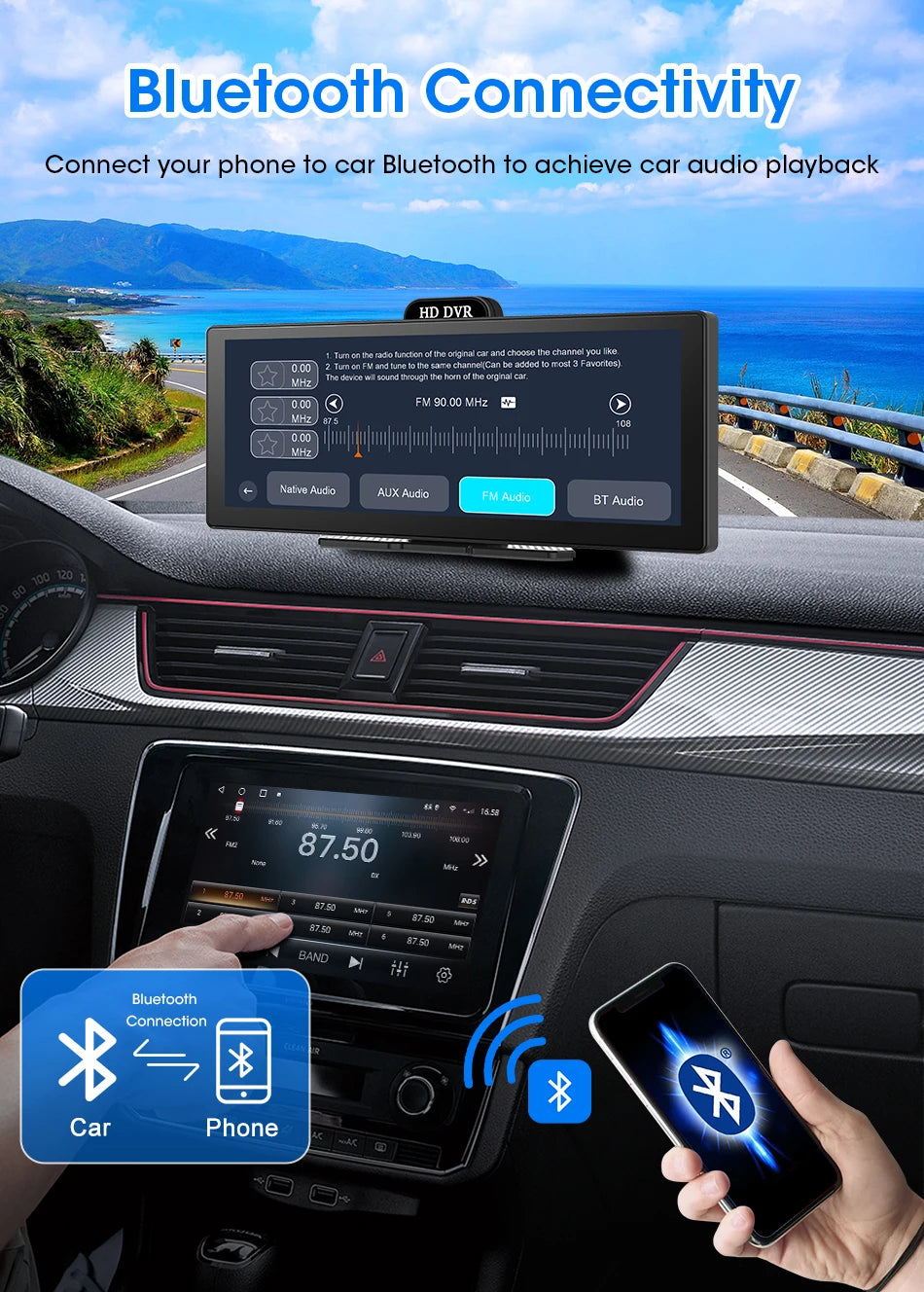 10"/11.26" 4K Dual Lens DVR with Wireless CarPlay by Snagg A Car DVR