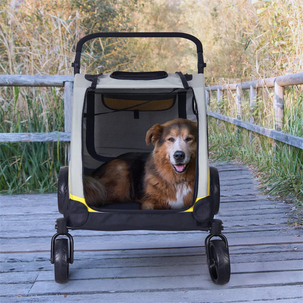 Premium 4-Wheel Foldable Dog Pram with Breathable Mesh by Snagg A Pet Stroller