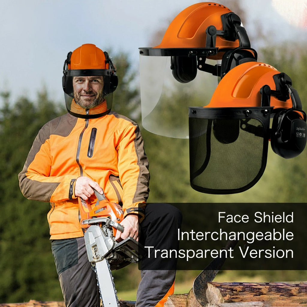 Forestry Safety Helmet With Face Shield & Ear Muffs by Snagg A Safety Helmet