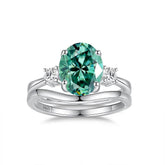 2ct Oval Moissanite Double Ring Set - SnaggIt
